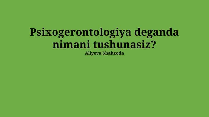 Psixogerontologiya
