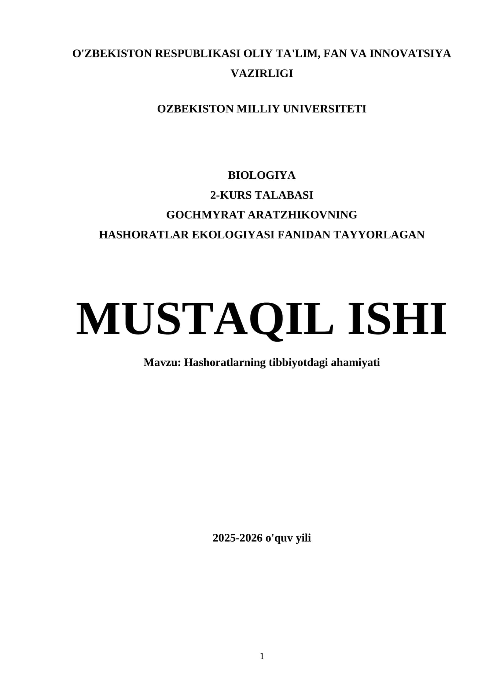 Hashoratlarning tibbiyotdagi ahamiyati