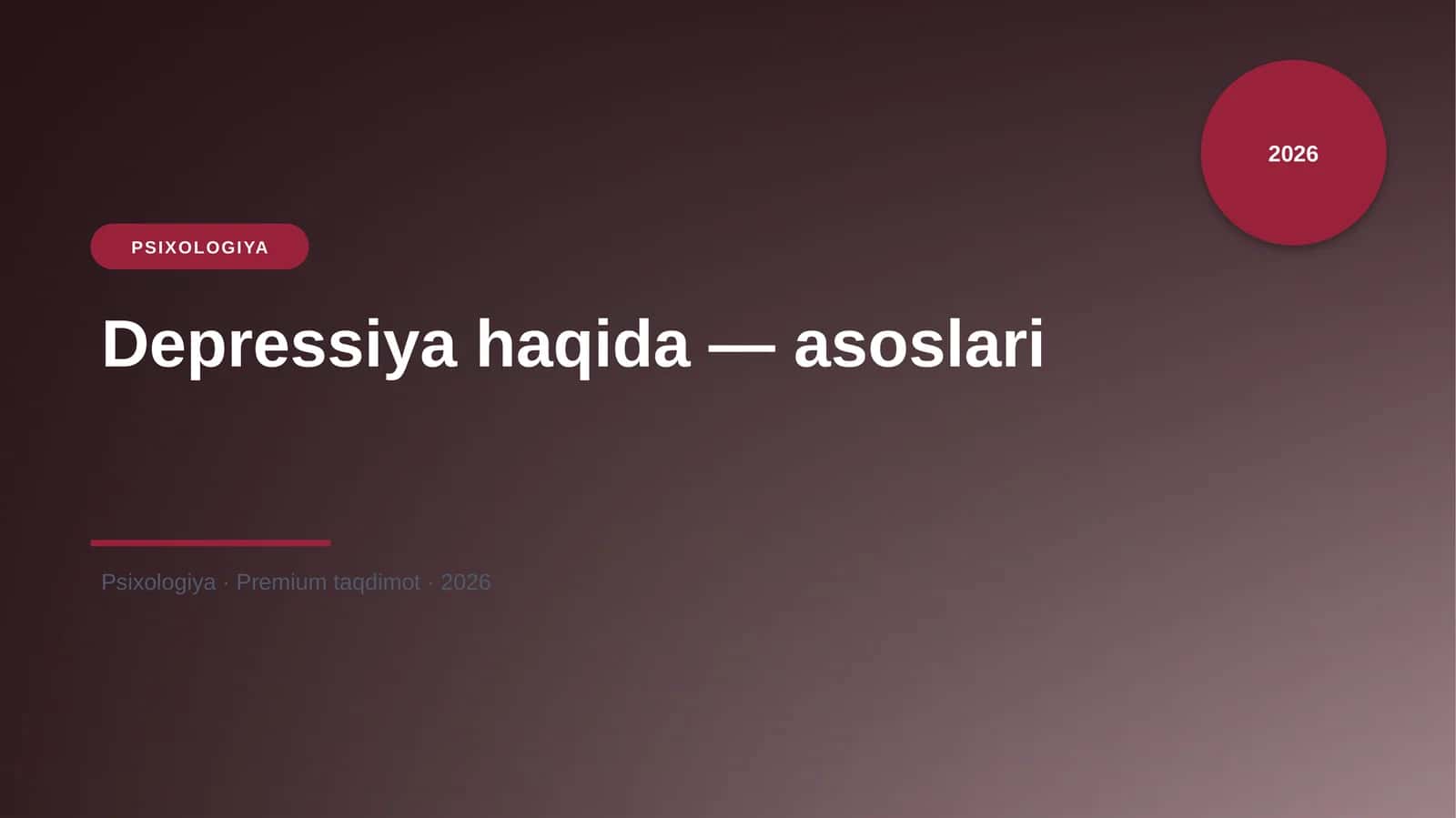 Depressiya haqida — asoslari