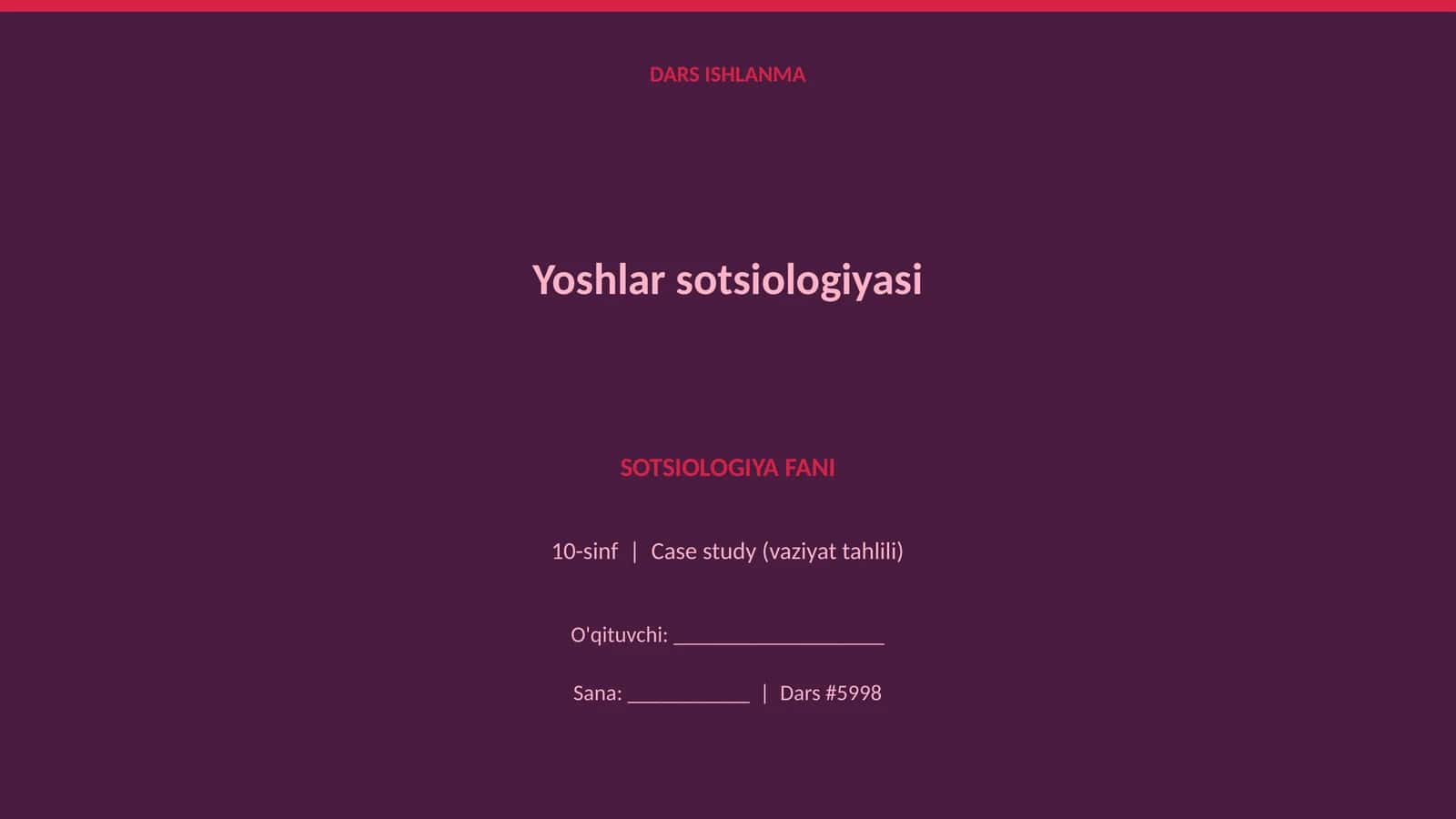 Yoshlar sotsiologiyasi