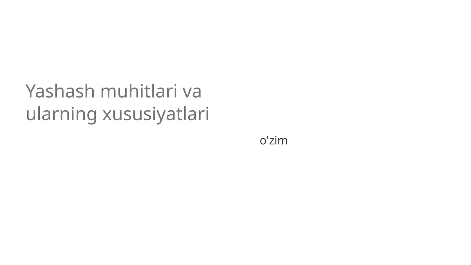 Yashash muhitlari