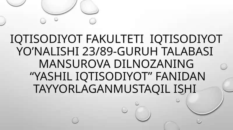 Yashil iqtisodiyot