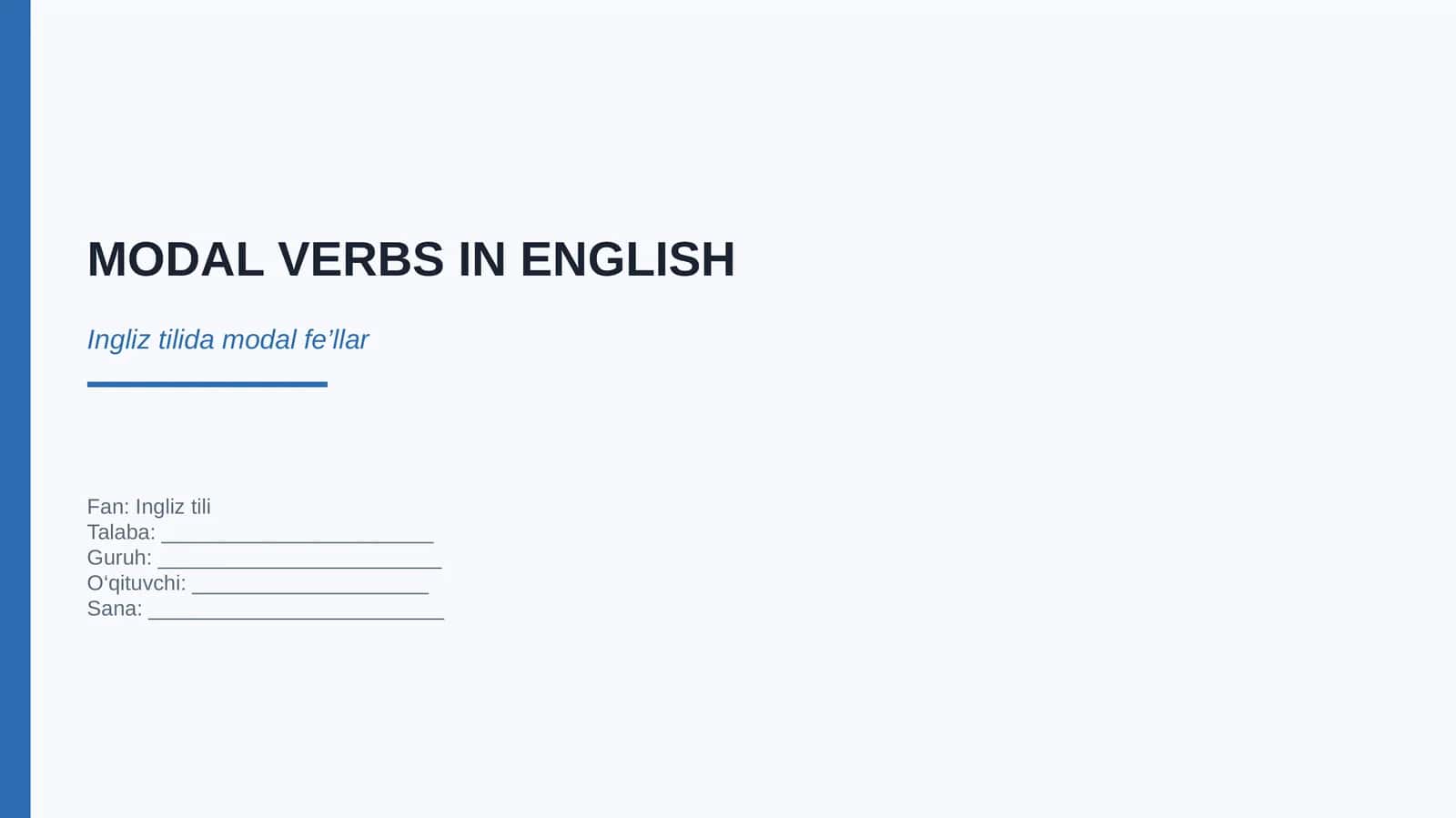 MODAL VERBS IN ENGLISH