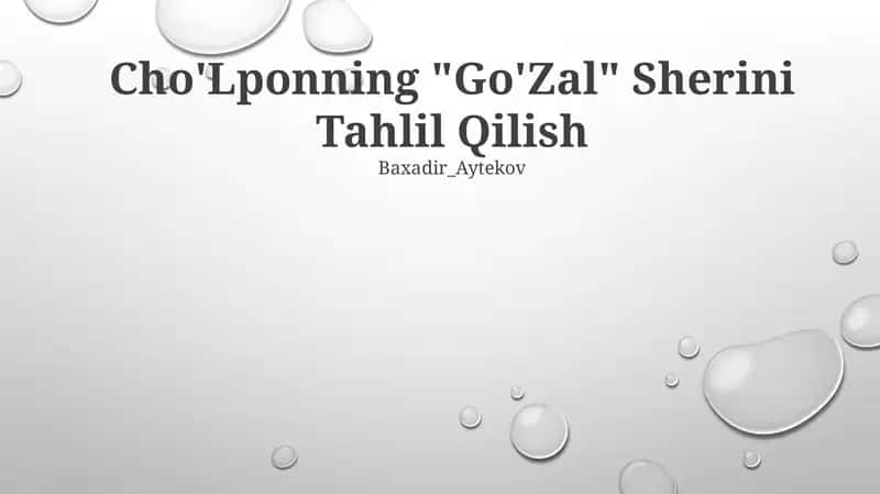 Cho'Lponning "Go'Zal" Sherini Tahlil Qilish