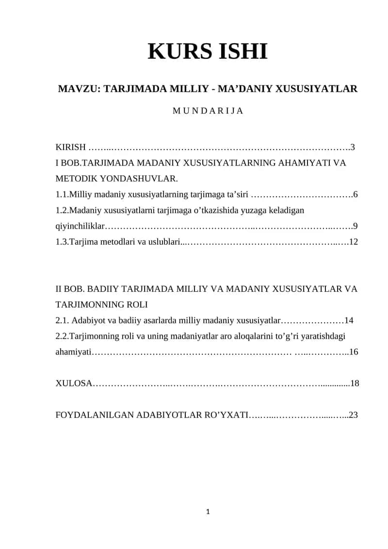 TARJIMADA MILLIY - MAʼDANIY XUSUSIYATLAR