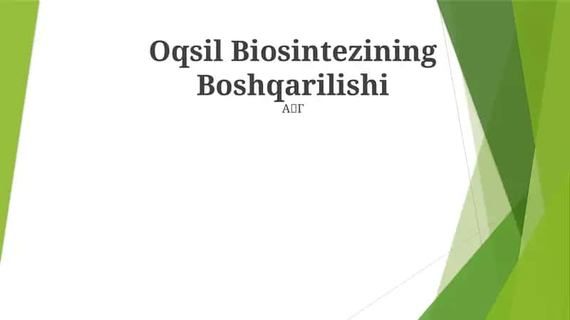 Oqsil Biosintezining Boshqarilishi