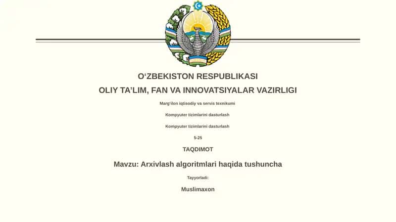 Arxivlash algoritmlari haqida tushuncha