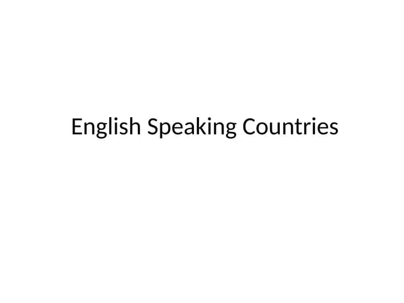 english Speaking countries