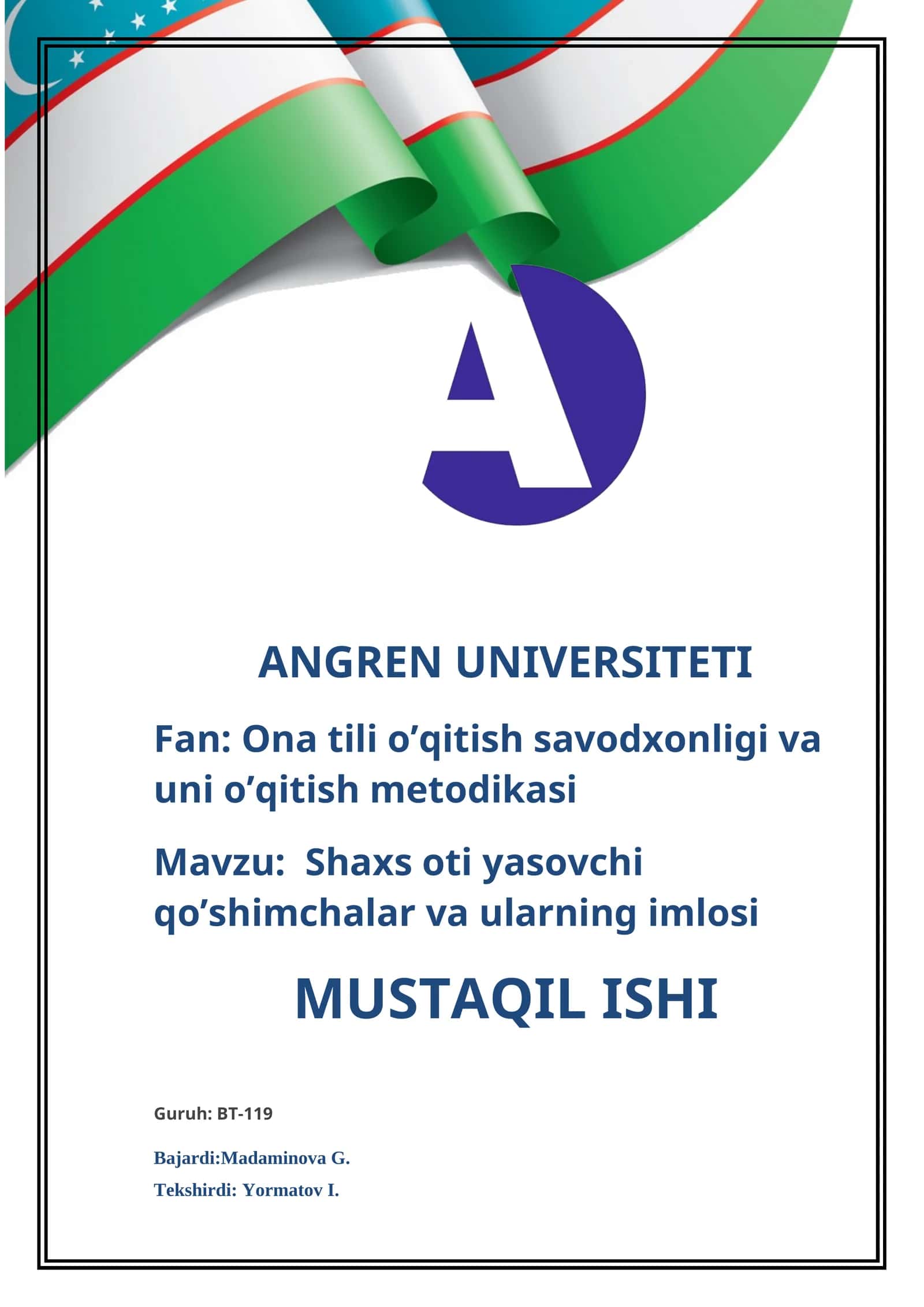 Ona tili o’qitish savodxonligi va uni o’qitish metodikasi