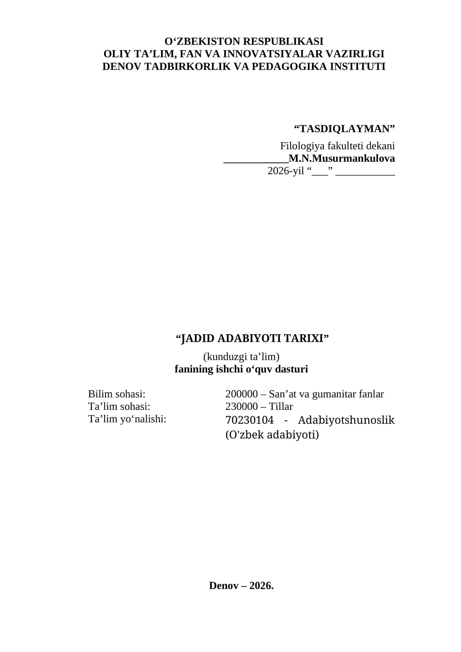 JADID ADABIYOTI TARIXI
