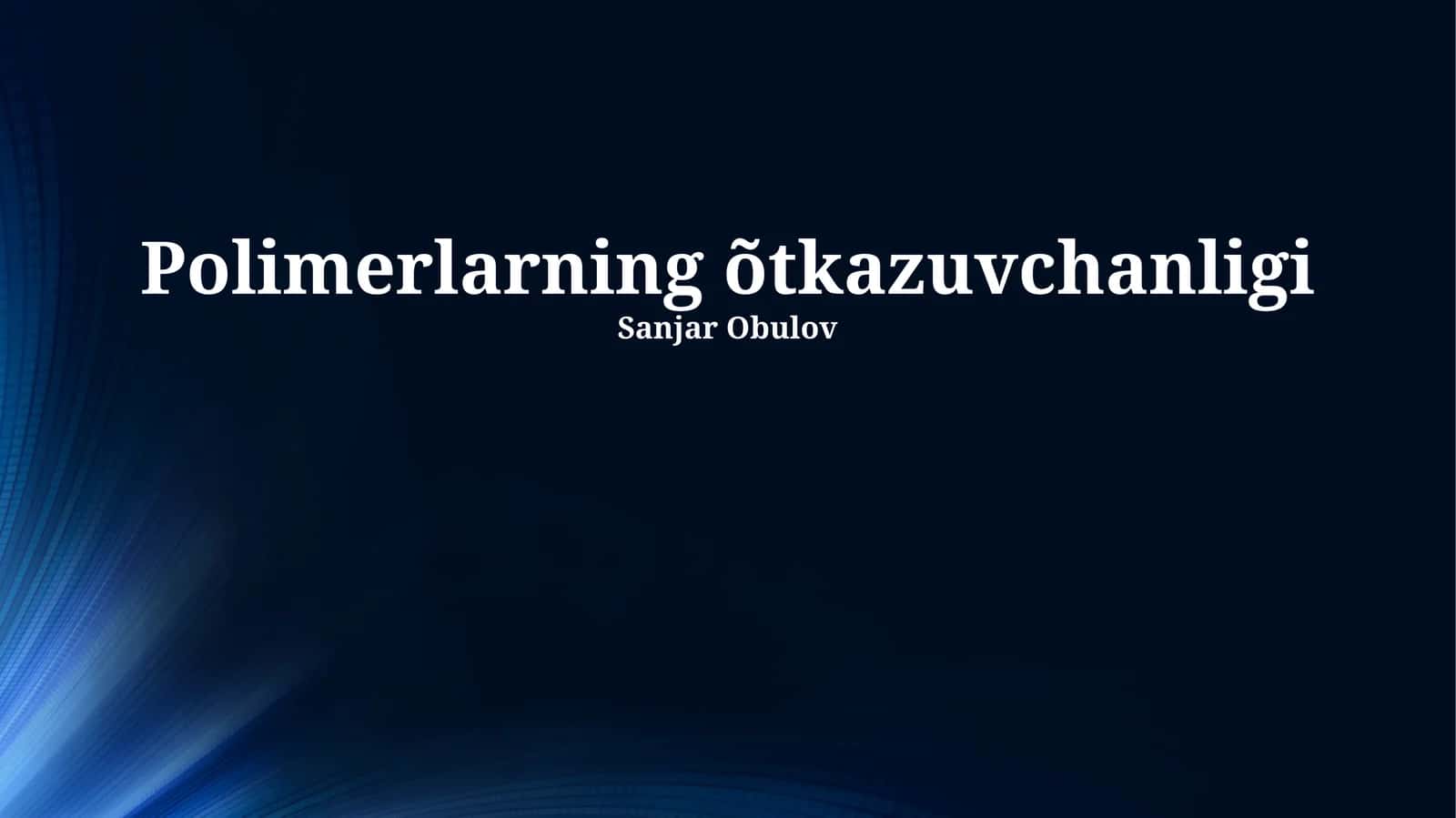 O'tkazuvchan polimerlar