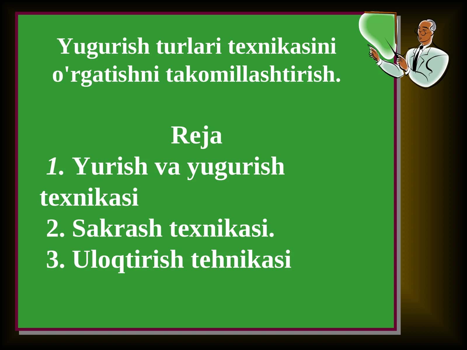 Yugurish turlari texnikasini o'rgatishni takomillashtirish