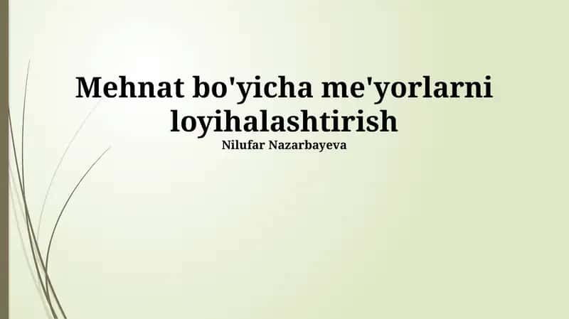Mehnat bo'yicha me'yorlarni loyihalashtirish
