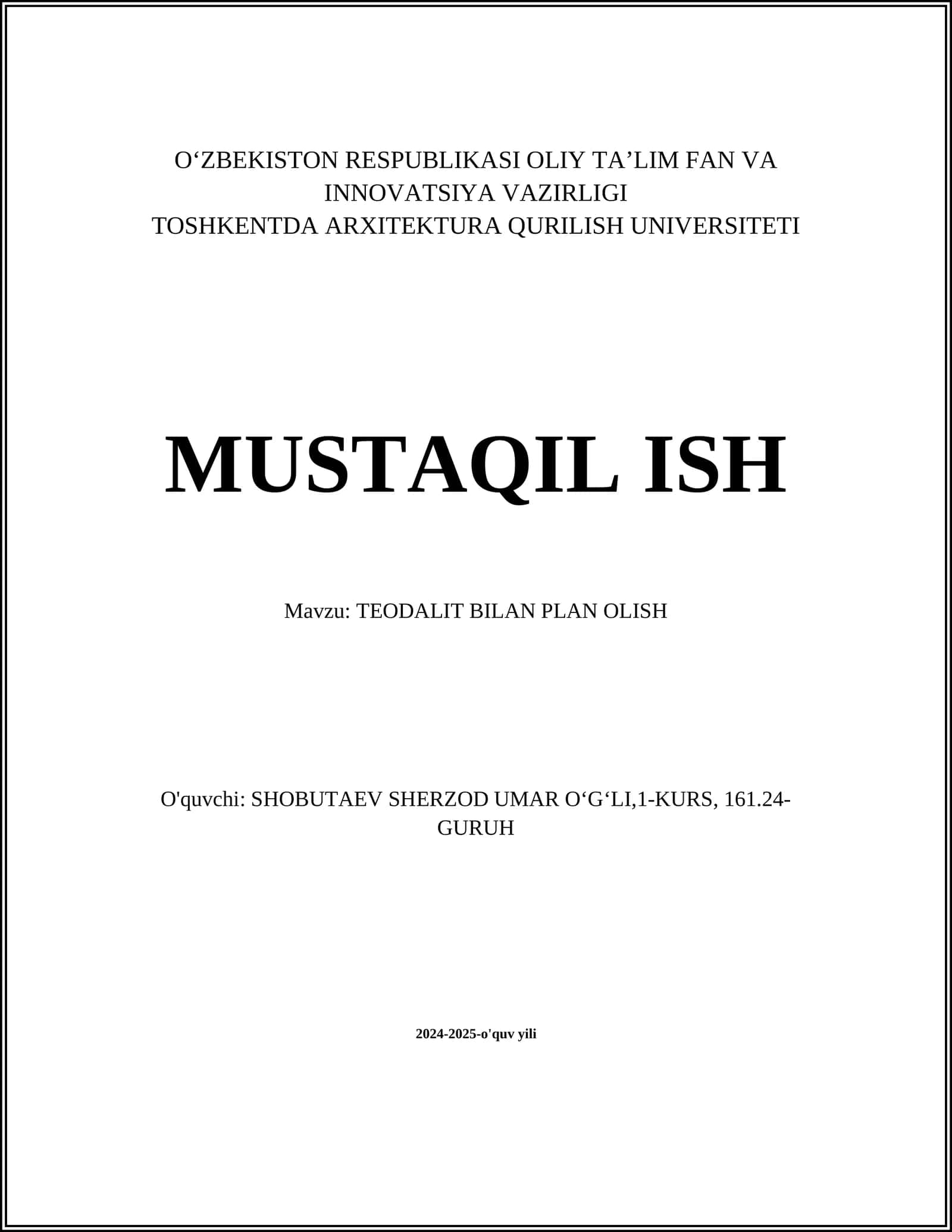 TEODALIT BILAN PLAN OLISH