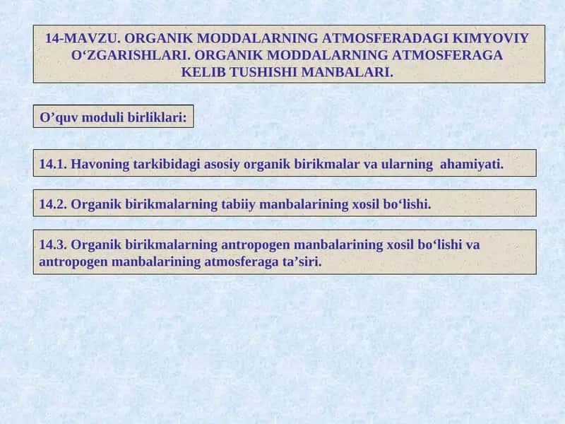 Organik birikmalar atmosferaga