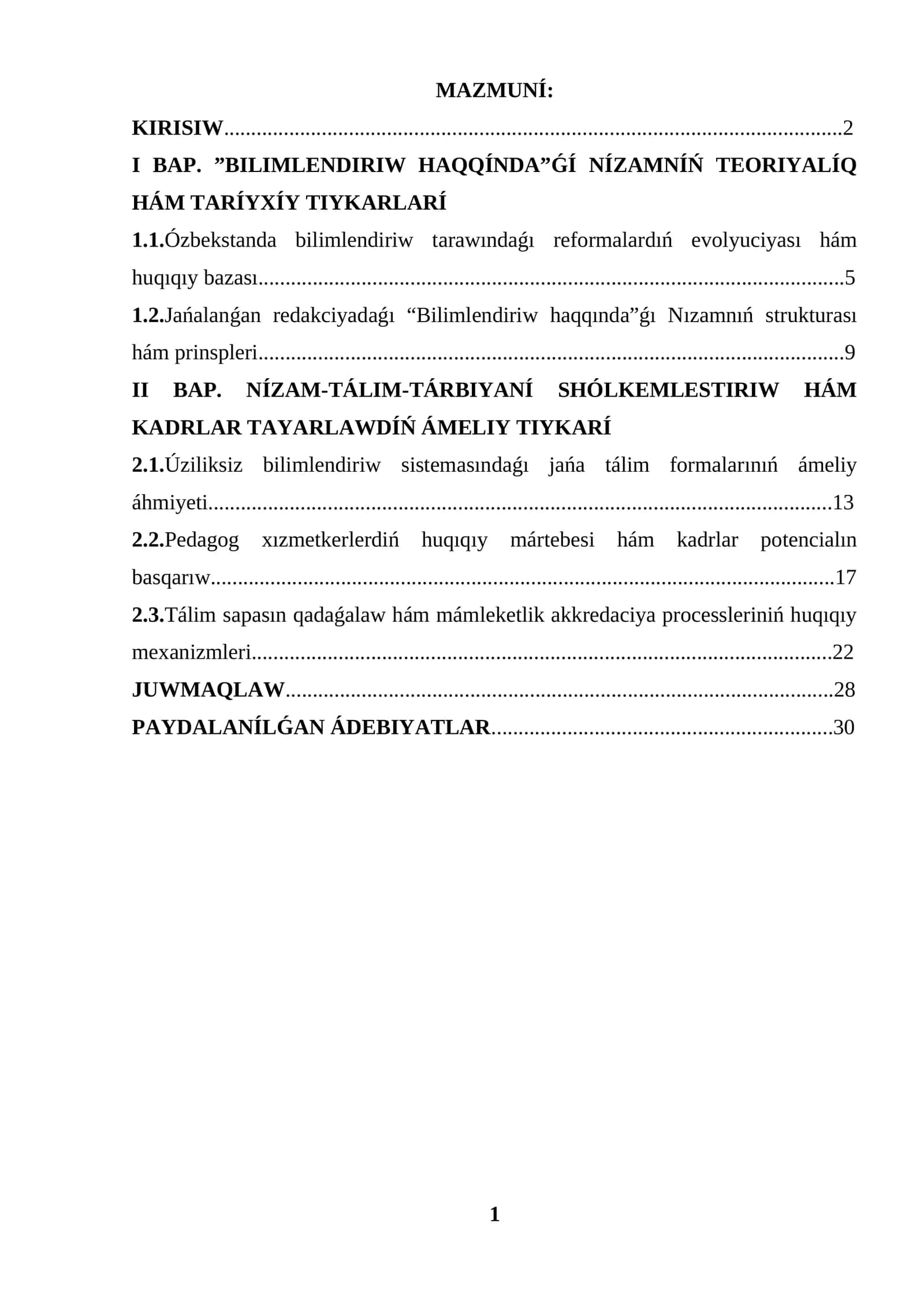 Bilimlendiriw haqqındaǵı Nızam
