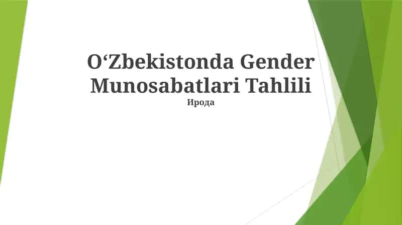 Gender Munosabatlari Tahlili