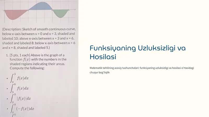 Funksiyaning Uzluksizligi va Hosilasi