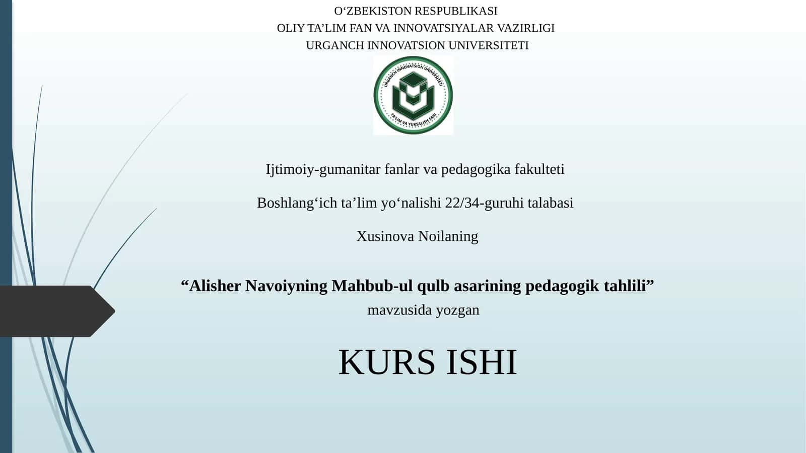 Alisher Navoiyning Mahbub-ul qulb asarining pedagogiktahlili