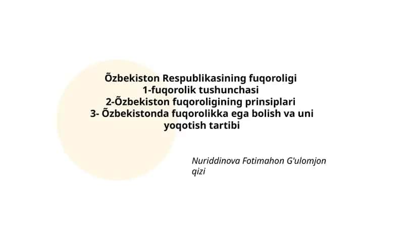 Õzbekiston Respublikasining fuqoroligi