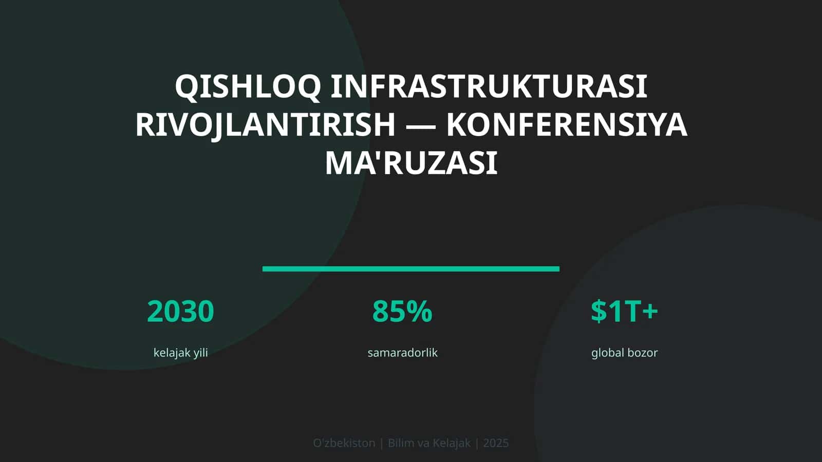 Qishloq infrastrukturasi rivojlantirish — konferensiya ma'ruzasi