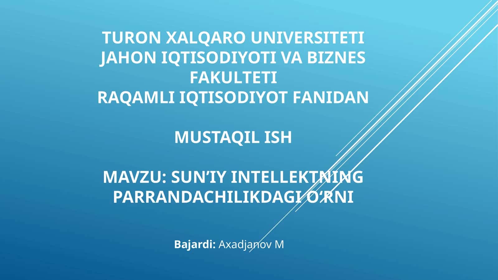 SUN’IY INTELLEKTNING PARRANDACHILIKDAGIO‘RNI