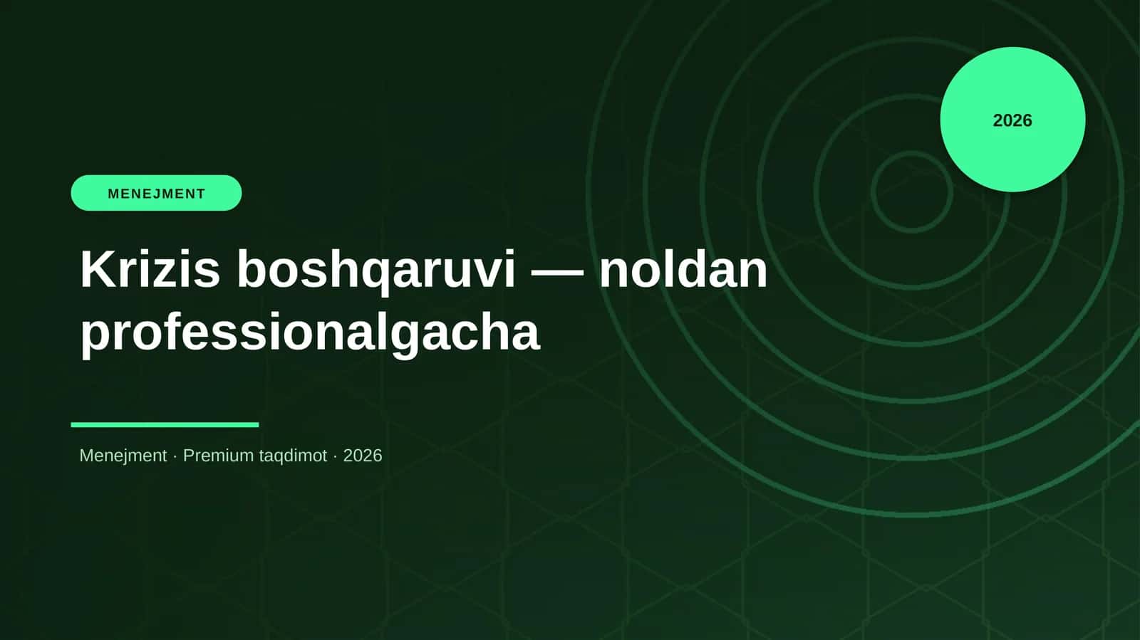 Krizis boshqaruvi — noldan professionalgacha
