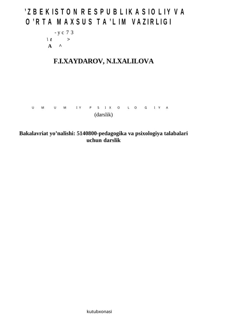 Umumiy pxixologiya (darslik)
