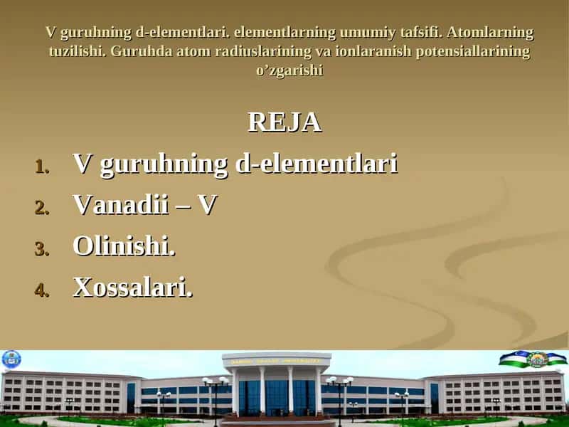 V guruhning d-elementlari