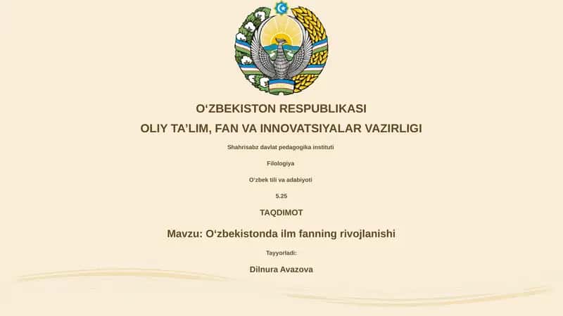Oʻzbekistonda ilm fanning rivojlanishi