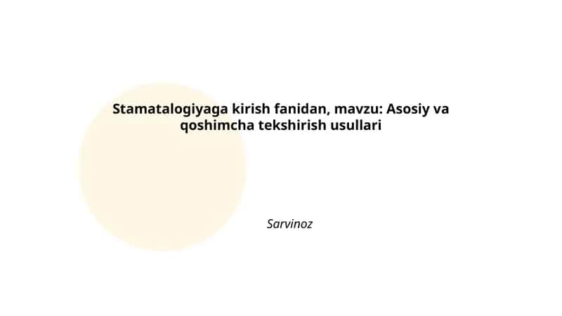 Stamatalogiyaga kirish fanidan