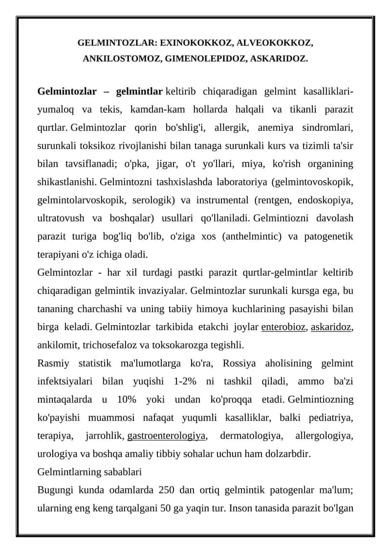Gelmintozlar