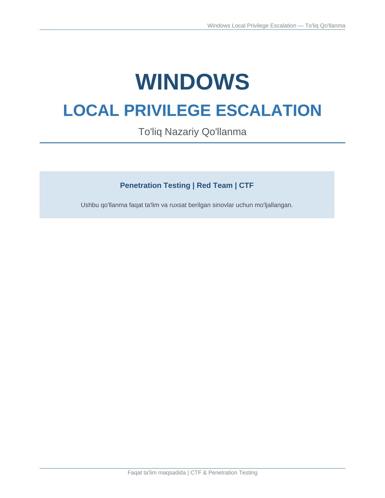 Windows Melocaval haqida umumiy oʻquv qoʻllanmasi