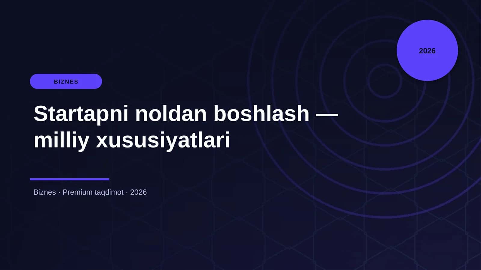 Startapni noldan boshlash — milliy xususiyatlari