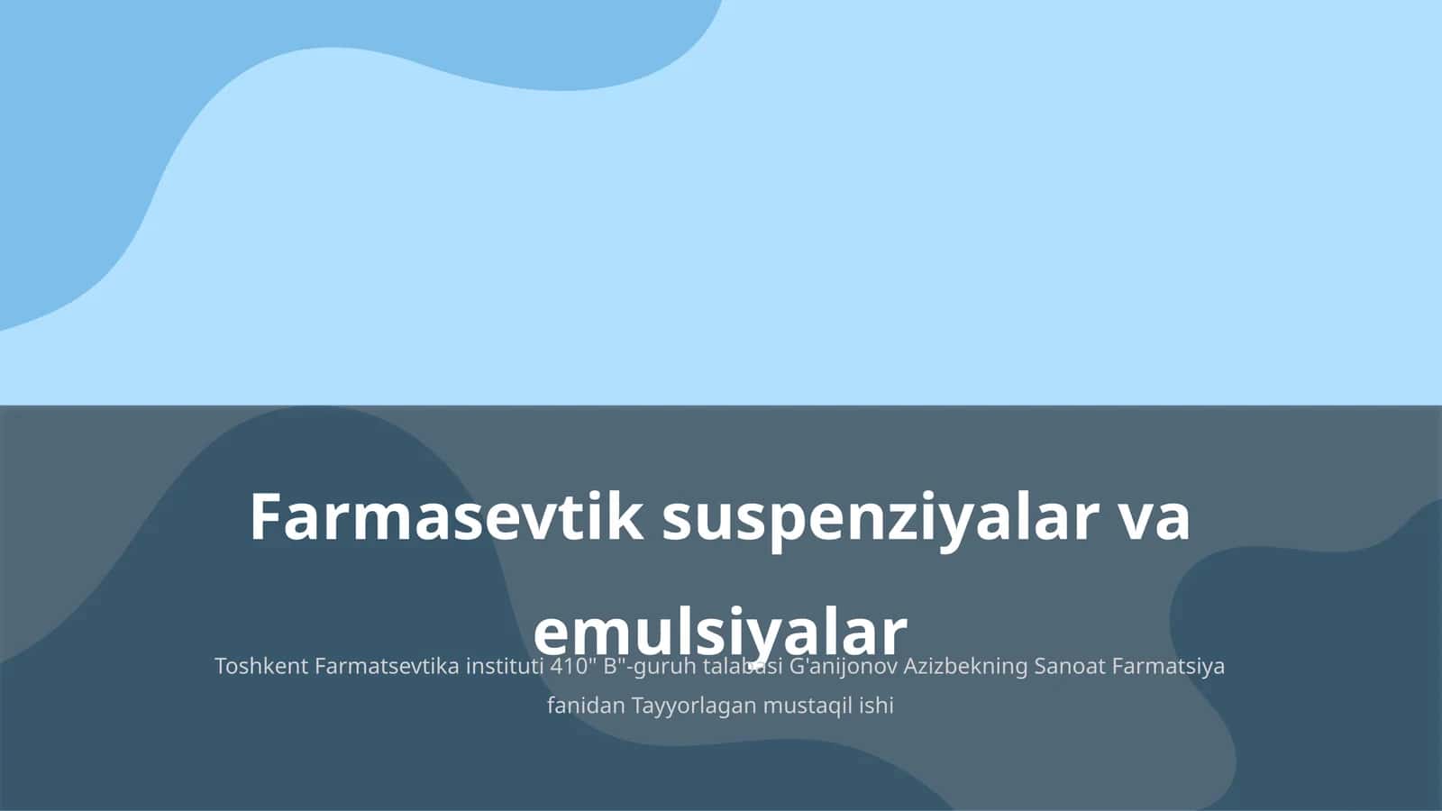 Farmasevtik suspenziyalar va emulsiyalar