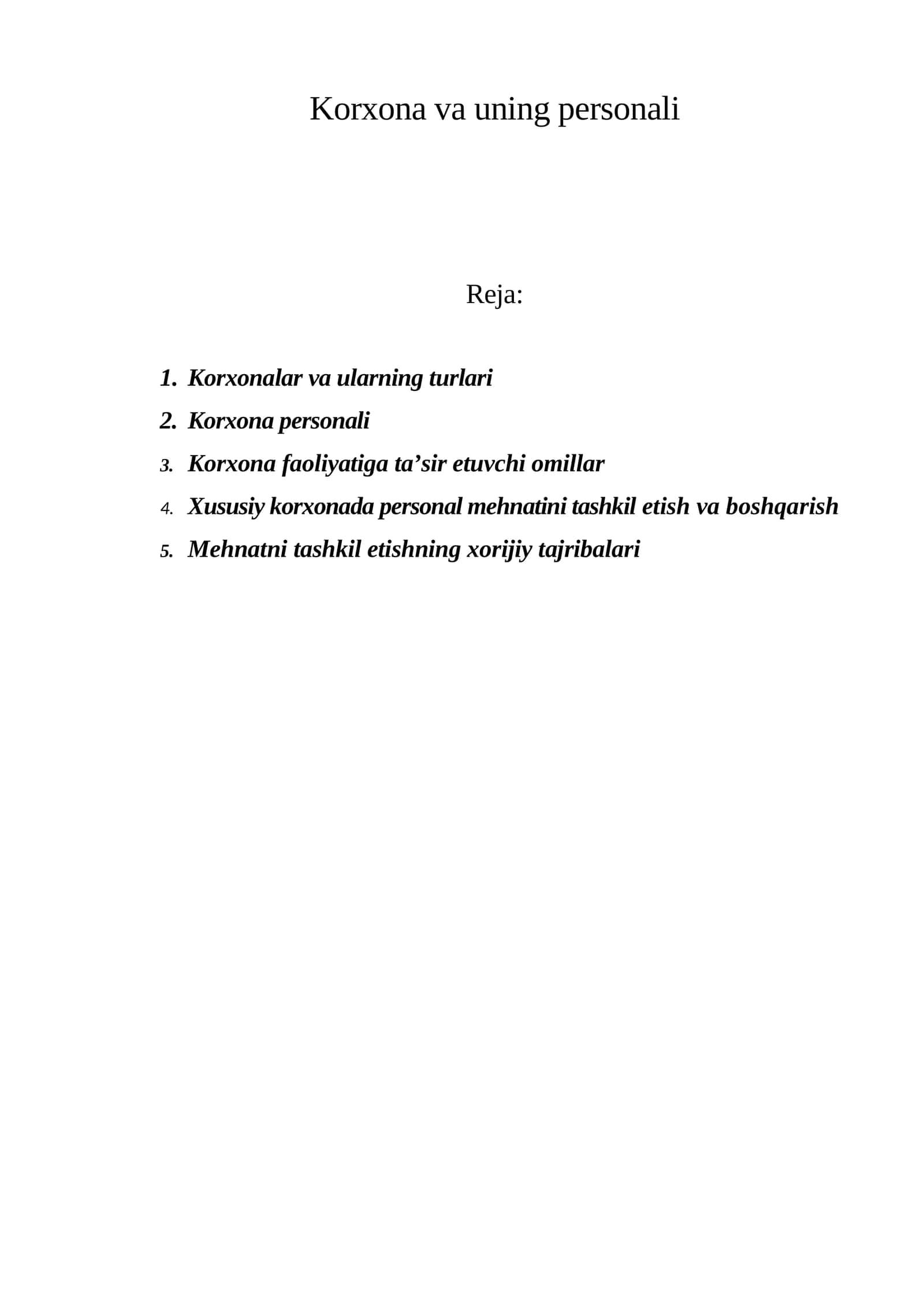 Korxonalar va ularning turlari