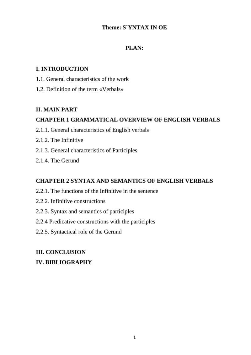 Syntax and Semantics of Verbals in English