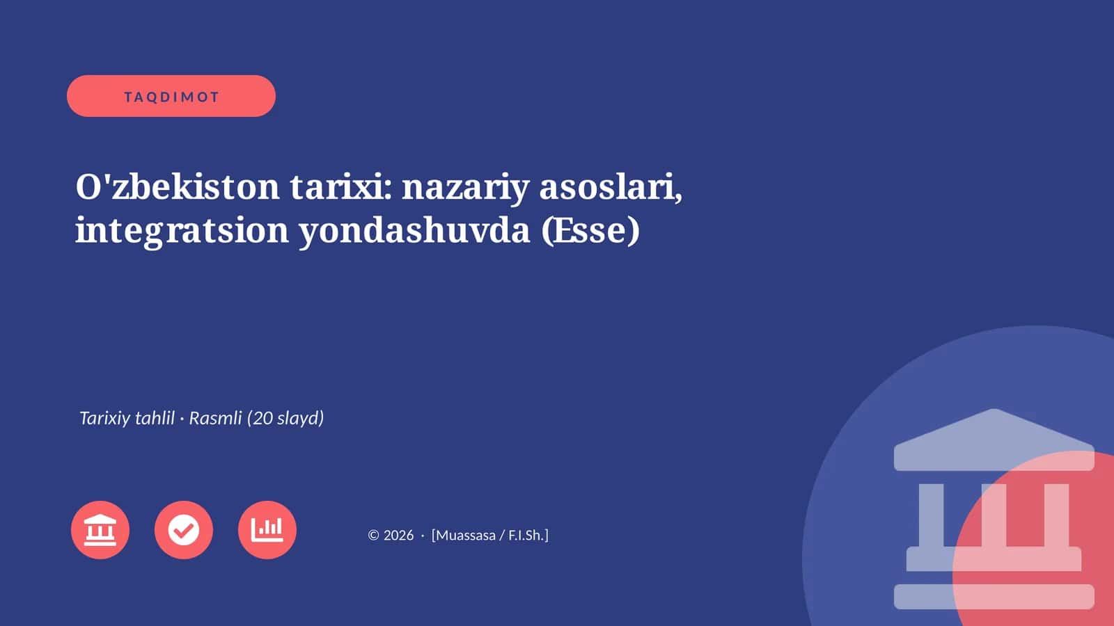 O'zbekiston tarixi: nazariy asoslari, integratsion yondashuvda (Esse)