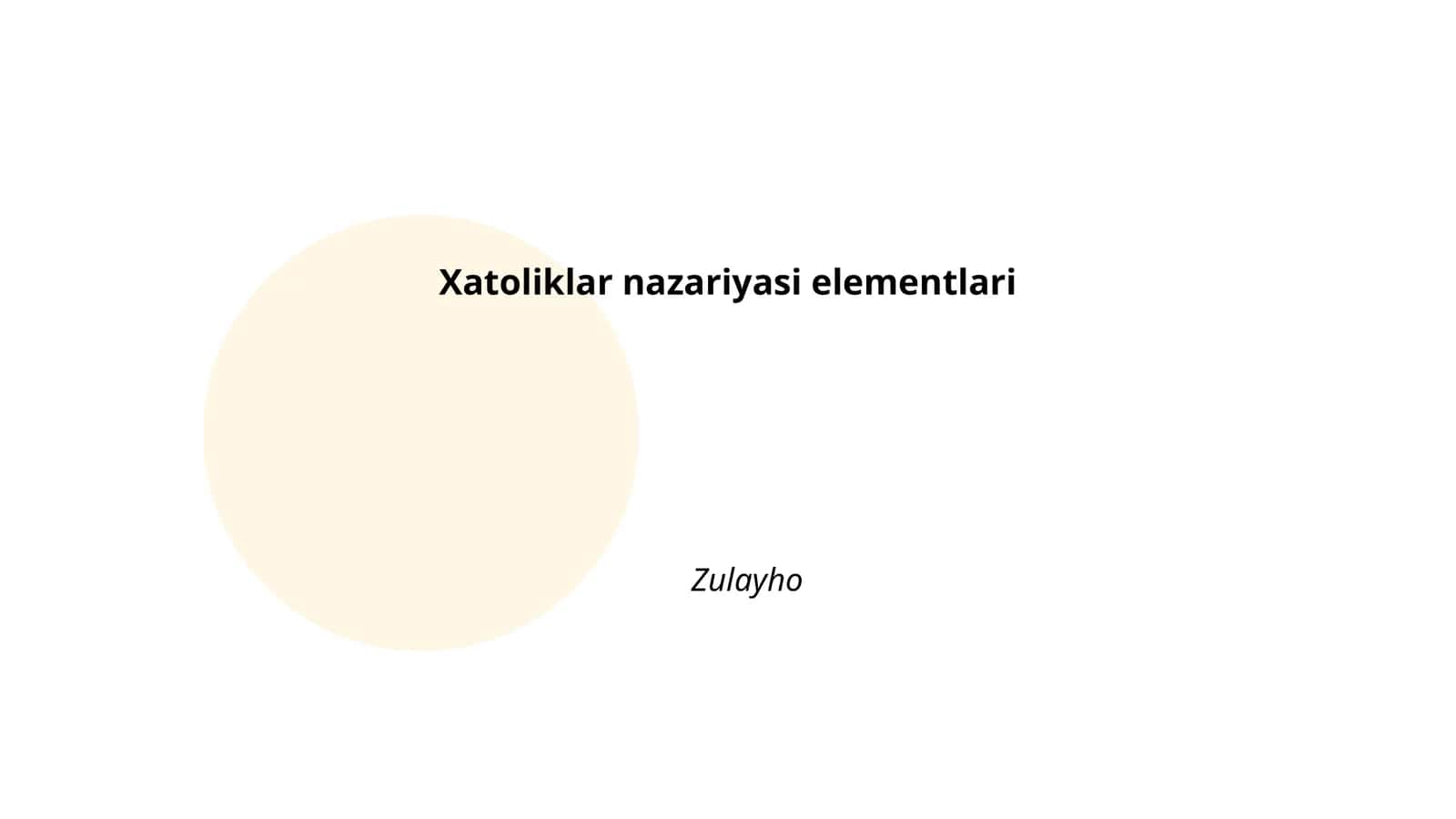 Xatoliklar nazariyasi elementlari