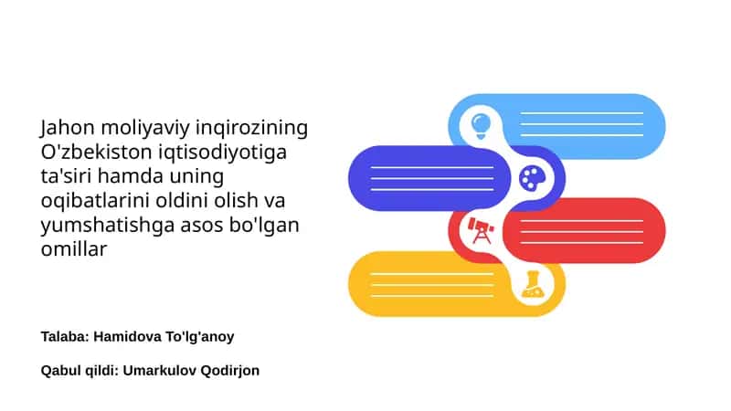 Jahon moliyaviy inqirozi O‘zbekiston iqtisodiyotiga ta'siri hamda uning oqibatlarini oldini olish va yumshatishga asos bo'lgan omillar