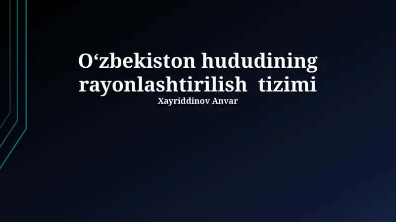 Oʻzbekiston hududining rayonlashtirilish tizimi