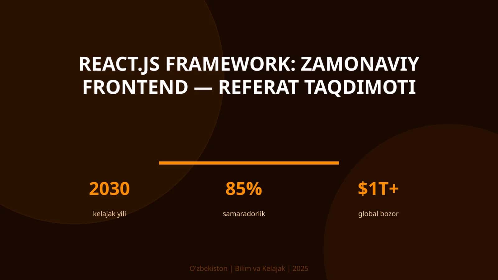 REACT.JS FRAMEWORK: ZAMONAVIY FRONTEND — REFERAT TAQDIMOTI