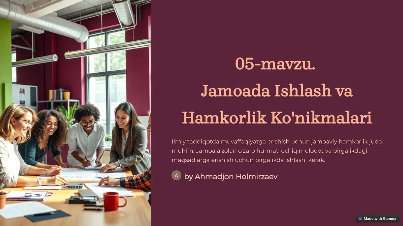 JamoadaIshlash va Hamkorlik Ko'nikmalari