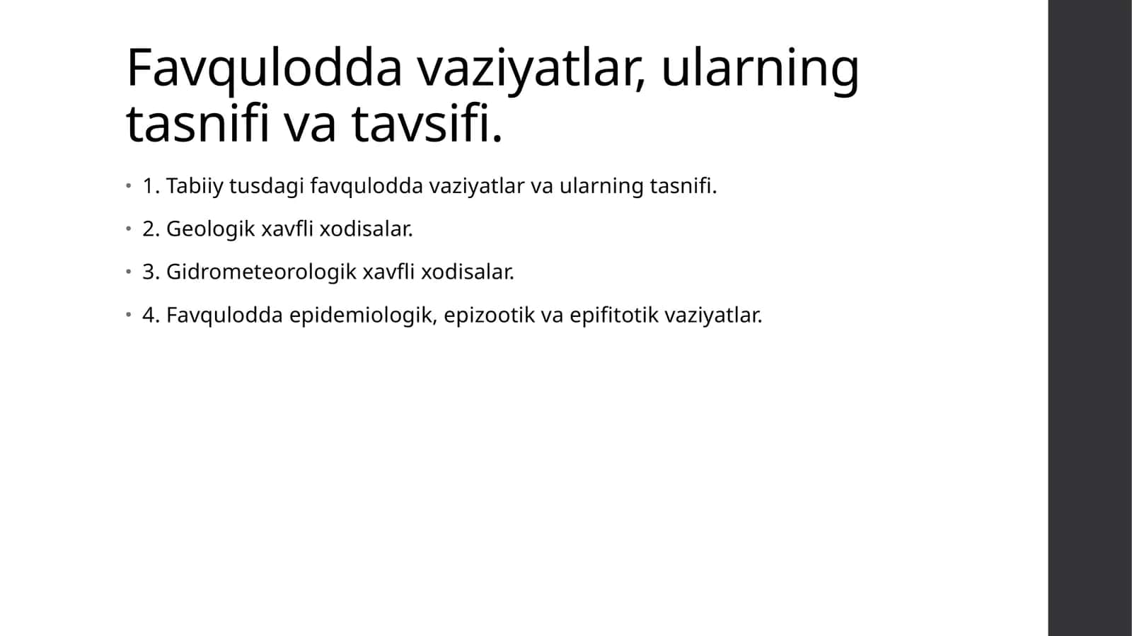Favquloddavaziyatlar,ularningtasnifivatavsifi