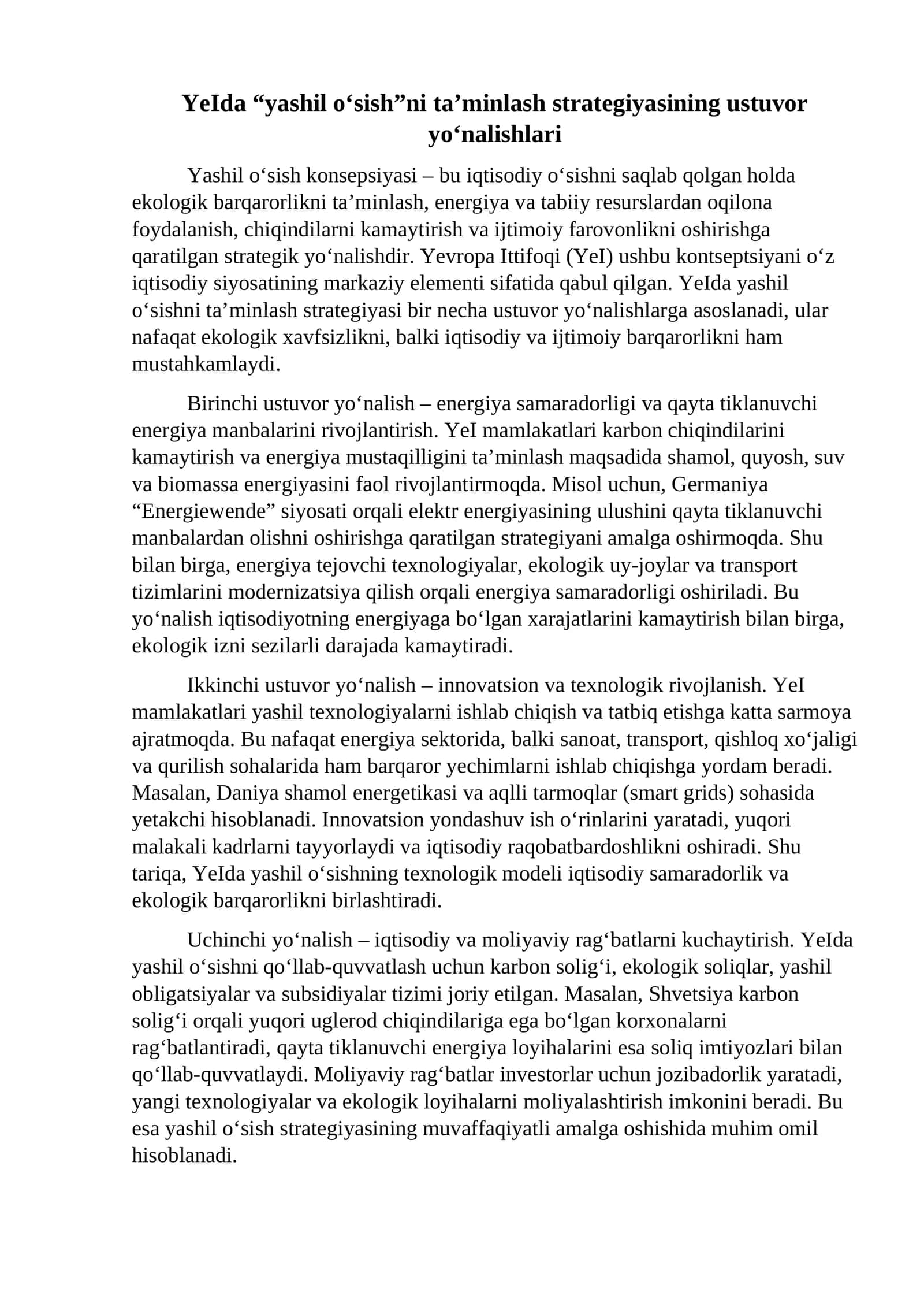 Yashil o‘sish konsepsiyasi