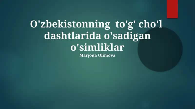 O'zbekistonning to'g' cho'l dashtlarida o'sadigan o'simliklar