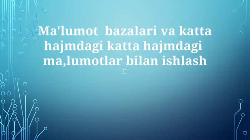 Katta Ma'lumotlarni ETL qilish
