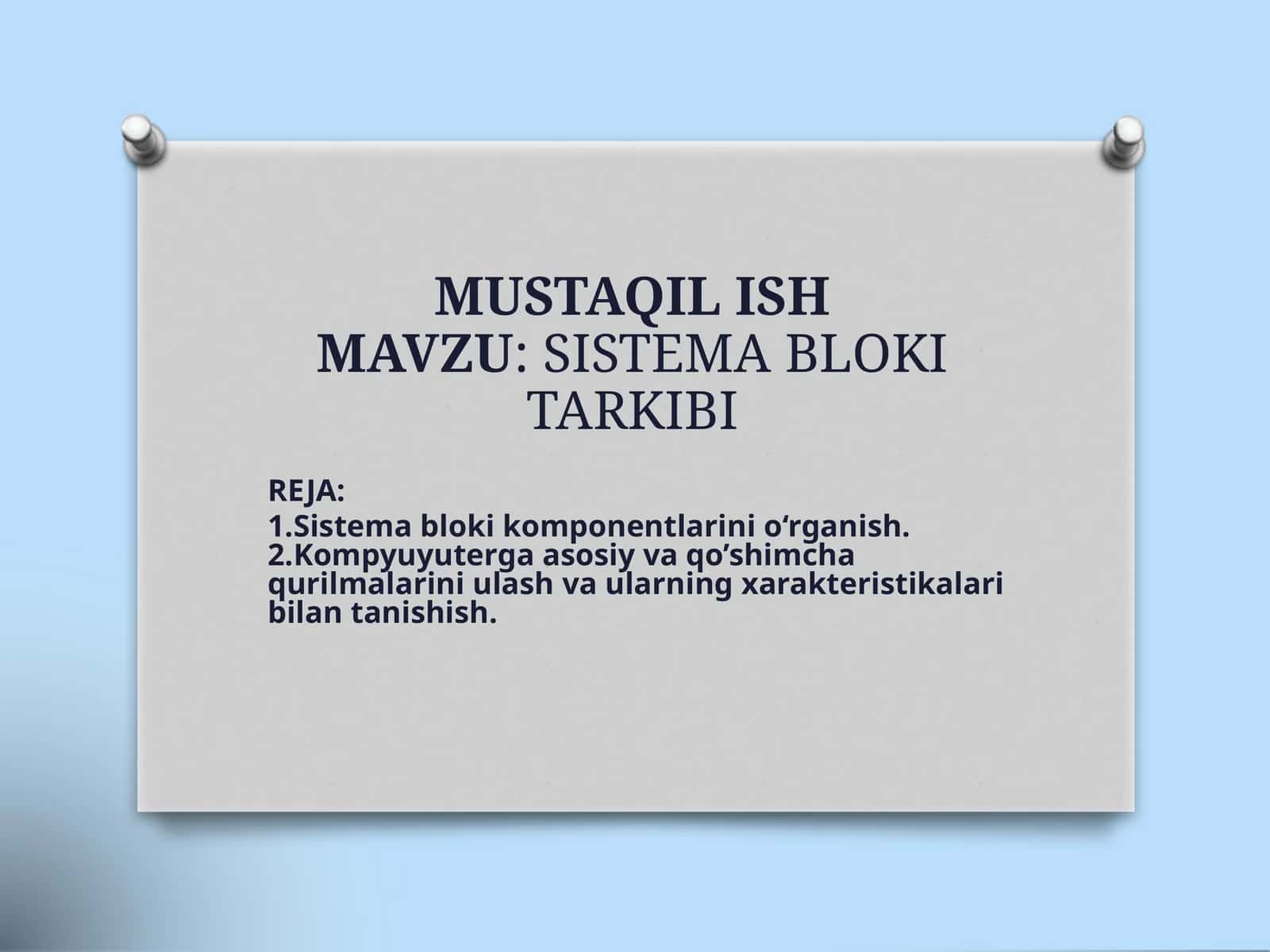 SISTEMA BLOKI TARKIBI