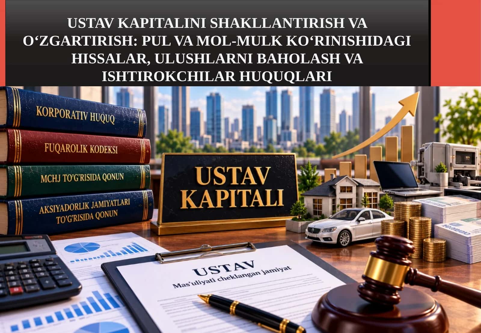 USTAV KAPITALINI SHAKLLANTIRISH VA O‘ZGARTIRISH: PUL VA MOL-MULK KO‘RINISHIDAGI HISSALAR, ULUSHLARNI BAHOLASH VA ISHTIROKCHILAR HUQUQLARI