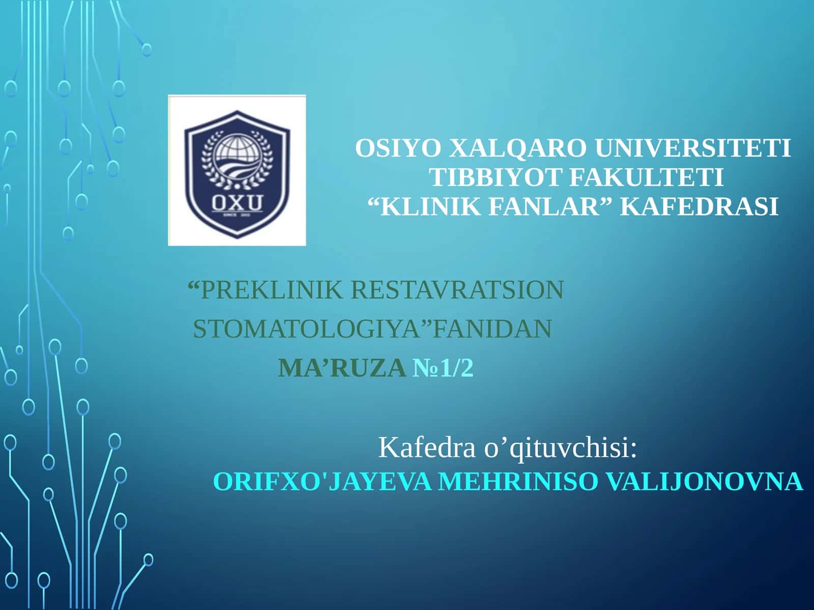 Preklinik restavratsion stomatologiyasi